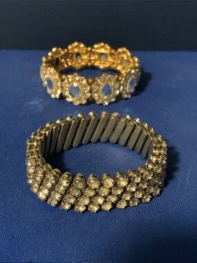 Faux Diamond and Gold Crystal Stretch Bracelet Jewelry